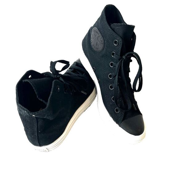 Converse All Star Hi Top Black Canvas Womens 8 Lace Up Skate Shoe Mens 6 Sneaker - Picture 3 of 10